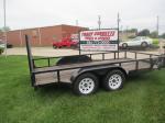 2015 14' Wood Deck Tandem Axle Lawn Equipment Trailer w/Expanded Metal Removable Rear Ramp Gate